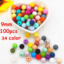 Chenkai 100 pçs 9mm silicone mordedor contas diy bebê chocalho dentição pingente manequim chupeta sensorial jóias brinquedo fazendo contas 2024 - compre barato