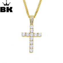 Hip Hop Cross Pendant Necklace Micro Pave CZ Stones Men's Jewelry Christmas Gift With Free Cuban Chain 2024 - buy cheap