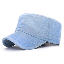 New Unisex Denim Dad Military Hat Classic Vintage Flat Top Denim Caps Solid Color Snapback Caps 2024 - buy cheap