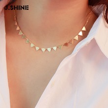 JShine Tiny Triangle Necklace for Women SHORT Chain Round Sequin Chokers Necklace Gift for Women Choker Necklace Bts Accessories 2024 - buy cheap