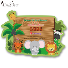 Cartão de convite com tema de animais do safari, material para festa com animais da selva, decoração de festa de aniversário e eventos, feito sob encomenda, 16 peças 2024 - compre barato