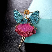 zlxgirl fashion colorful butterfly girl brooch and pendant jewelry women's Enamel gold scarf pins Clothes Lapel Pin Jewelry 2024 - buy cheap