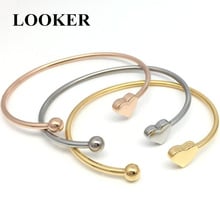 LOOKER Gift Bracelets & Bangles Women Wide Novelty Fashion Jewelry Open Cuff Bracelets Gold Color Heart 2024 - buy cheap