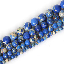 4-12mm Round Blue Sea Jaspers Stone Beads For Jewelry Making Beads Bracelets For Women Gift 15'' Needlework DIY Beads Trinket 2024 - buy cheap