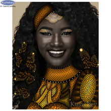 Bordado de diamantes Mujer Africana pintura de diamante punto de cruz cuadrada completa, 3D de imitación bordado de diamantes, decoración de mosaico de taladro redondo 2024 - compra barato