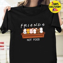 Camiseta divertida de algodón para hombre, camisa de manga corta con estampado de Animal Friends, no comida, talla negra, a la moda, 2019 2024 - compra barato