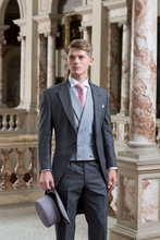 TPSAADE Latest Coat Pant Designs Grey Tailcoat Wedding Men Suit 3 Pieces(Jacket+Pant+Vest+Tie) Masculino Trajes De Hombre Blazer 2024 - buy cheap
