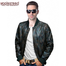 Chaqueta de cuero genuino para hombre, abrigo de piel de becerro Real, Camuflaje suave, Bomber, de baseball, chaqueta de otoño, M151 2024 - compra barato