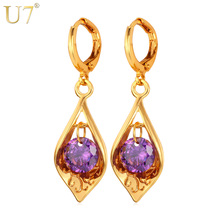 U7 Cubic Zirconia Earrings For Women Fashion Jewelry Trendy Gold/Silver Color Drop Earrings E656 2024 - buy cheap