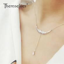 2018 New Drop Shipping 925 Sterling Silver Necklaces Zircon Angel Wings Necklaces Jewelry Collar 2024 - buy cheap