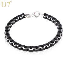 316L Stainless Steel Bracelet For Men Cool Black Color High Quality New Trendy 21 CM Box Link Chain Bracelet Men Jewelry H685 2024 - buy cheap