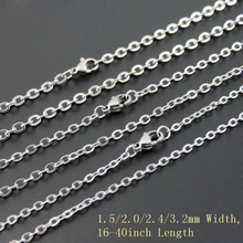 Collar de acero inoxidable 316L de 1,5/2,0/2,4/3,2mm, cadena cruzada de plata de Color, óvalo, 100 Uds., venta al por mayor 2024 - compra barato