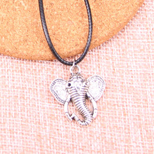 20Pcs Antique Silver Color elephant Pendant 27*25mm Leather Chain Necklace Black Leather Cord Necklace 2024 - buy cheap