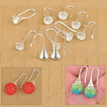 Fast Shipping Wholesale 20PCS Lot Findings Bright 925 Sterling Silver Earring Bail Trumpet Hook Ear Wires For Swa Crystal 2024 - buy cheap