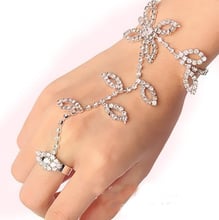 New fashion leaft lady girl dancing rhinestone chain gloves bracelet  wholesale 2024 - buy cheap