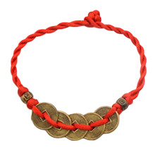 Adjustable Red String Braided Friendship Bracelets For Men Women Copper Cash Coins Bracelet Wholesale 2024 - buy cheap