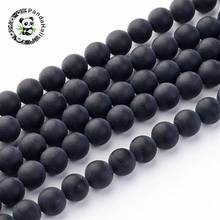 6mm Grade A Round Frosted Black Natural Stone Beads Strands, hole: 1mm; about 65pcs/strand, 15.5" 2024 - buy cheap