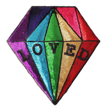 Rainbow Paillette Diamond Embroidery Patches Colorful Loved Letter Appliques Sewing On Clothing Accessories 3D Diy Parches 2024 - buy cheap