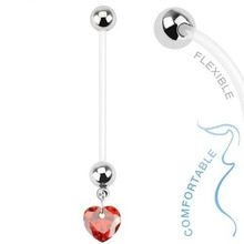 Heart Pregnancy Maternity Flexible Jeweled Belly Ring With Heart Star CZ Gem Charm Navel Ring Piercing Body Woman Summer Jewelry 2024 - buy cheap