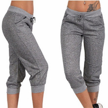 Women Casual Cropped Trousers Summer Pockets Joggers Harem Pants Female Capri Pants Calf-Length Drawstring Street Wear mujer 2024 - buy cheap
