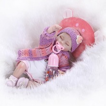 17inches lifelike soft cotton body close eyes doll Silkworm reborn baby soft silicone vinyl real touch doll lovely newborn baby 2024 - buy cheap