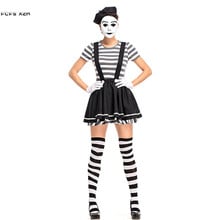 New Women Halloween Acrobatic Clown Costumes Criminal Female prisoner Cosplay Carnival Purim Nightclub Bar Role play party dress 2024 - buy cheap