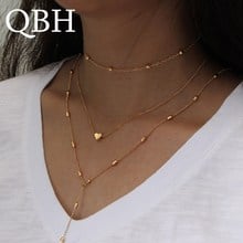 NK262 Sexy Multilayer Long Tassels Beads Heart Pendant Chokers Clavicle Chain Necklaces For Women Boho Beach Jewelry Collares 2024 - buy cheap