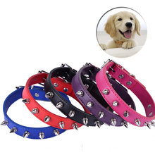 collar perro pequeño mascota Moda afilado cuero tachonado claveteado collares de perro hebilla ajustable perrito perro de mascota correa de cuello 5 colores tamaño SML 2024 - compra barato