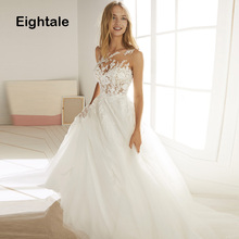 Eightale Romatic Wedding Dress 2019 O-Neck Lace Appliques Tulle See Through Back Princess Boho Wedding Gowns Beach Bridal Dress 2024 - buy cheap