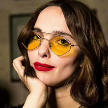 New 2019 	Rhombus Frame Men Sunglasses Women Vintage Double Beam Sun Glasses Female Brand Metal Pink Yellow Night Vision Goggles 2024 - buy cheap