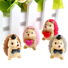 4pcs Cute Cartoon Animal Resin Heart Hedgehog Resin Micro Landscape Miniature Figurine DIY Garden Decor Home Decoration 2024 - buy cheap