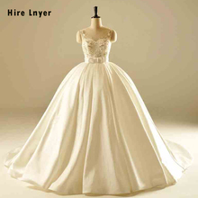 HIRE LNYER Robe De Mariee Shiny Beading Crystal Flowers Bow France Satin Ball Gown Wedding Dresses Plus Size Alibaba Trouwjurken 2024 - buy cheap