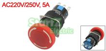 5pcs  SPDT 3Pin Red Mushroom Head Latching Push Button Switch AC220V/250V 5A 2024 - buy cheap