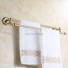 Toallero doble de oro, estante de toalla montado en la pared de latón antiguo romántico para baño, TR1005 2024 - compra barato
