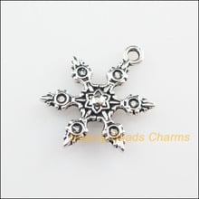 25 New Pendants Snowflake Flower Tibetan Silver Christmas Charms 17x23mm 2024 - buy cheap