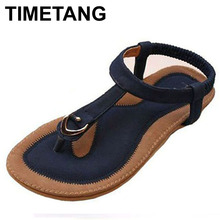 TIMETANG Women Summer Style Flat Shoes Women Flat Heel Comfortable Soft Bottom Sandals Women Sweet Flip Flops large Size 35-42 2024 - buy cheap