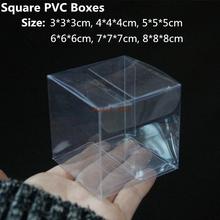 50pcs/lot  Small Size Square PVC Plastic Packaging Box Cookies Candy box Clear Transparent Wedding Favor Gift Boxes 2024 - buy cheap