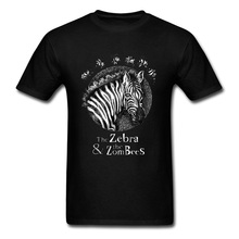 Verão camiseta homem zumbi zebra e zebra abelhas t camisa novidade clássico topos preto t roupas de algodão qualidade superior 2024 - compre barato