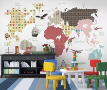 Cartoon hand-drawn letters world map children background wall painting 2024 - buy cheap