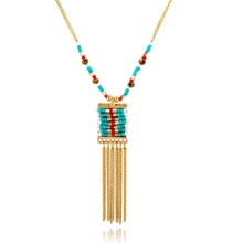 Szelam-Collares de Color dorado para Mujer, con cuentas Multicolor, Collares con borlas largas, colgantes, joyería para Mujer SNE150882 2024 - compra barato