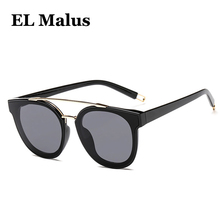 Большие Круглые Солнцезащитные очки [EL Malus] в металлической оправе, женские и мужские поляризационные Винтажные Солнцезащитные очки, красные зеркальные брендовые Дизайнерские мужские и женские 2024 - купить недорого