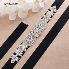 SESTHFAR  Crystal Bridal Belt Handmade Pearls Belt Silver Rhinestones Wedding Belt And Sash for Wedding 2024 - buy cheap