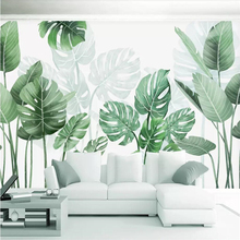 beibehang Wallpaper custom large high-end modern minimalist small fresh watercolor plant background wall decorative painting 2024 - buy cheap