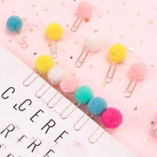 3PCS Cute Hairball Rose Gold Clips Modelling Paper Clip Fashion Business Office Lady Style Office Stationery 2024 - buy cheap