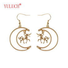 YULUCH Simple Harajuku Zinc Alloy Hollow Moon Unicorn Personality Woman Jewelry Accessories Earrings Gift 2024 - buy cheap