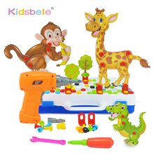 Новинка 2019, детская игрушка, дрель, винтовая гайка, сборные игрушки сделай сам, набор игрушек 3D с животными, электронные дрели, подарок на день рождения, игрушки для мальчиков 2024 - купить недорого