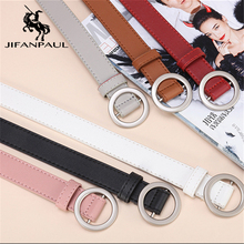 JIFANPAUL ladies simple versatile belt ladies pure leather fashion punk round pin buckle decorative jean thin belt free shipping 2024 - buy cheap
