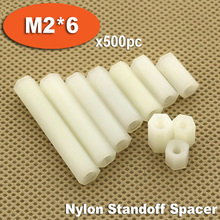 Coluna espaçadora de plástico branca, 500 peças, m2 x 6mm, hexágona de nylon, rosca nozes, fios espaçadores, branco 2024 - compre barato