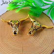 Julie Wang 5PCS Retro Tau Bull Skull Head Alloy Antique Gold Charms Jewelry Making Pendants Necklace Finding Accessory Handmade 2024 - buy cheap