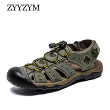 ZYYZYM Men Sandal New Fashion Summer Beach Breathable Wading Men Sandals Genuine Leather Man Causal Shoes Plus Size 39-48 2024 - buy cheap